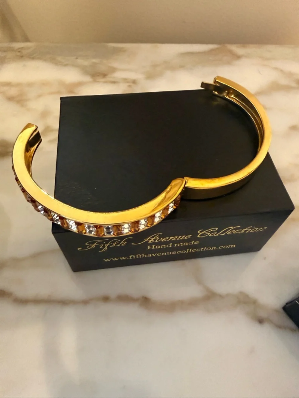 Gold Crystal Bangle Bracelet - Picture 2 of 3